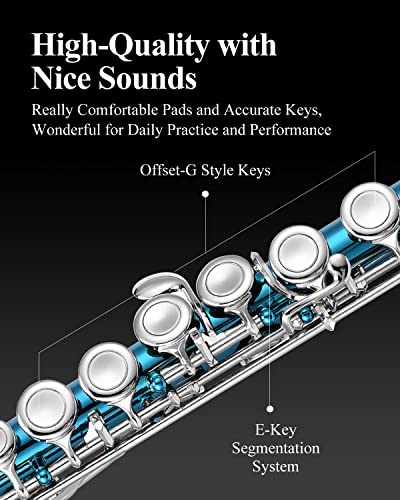 Image of Eastar 16-Key Closed Hole C Flute Kids Beginner, Sky Blue Full Kit, EFL-1SB