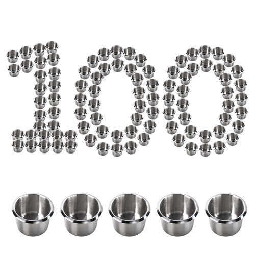 Stainless steel drop-in cup holder for tables and more