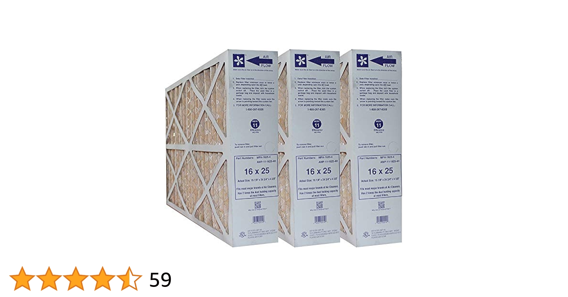 16x25x4 Actual Size 15 ⅞ x 24 ¾ x 4 ⅜ Compatible