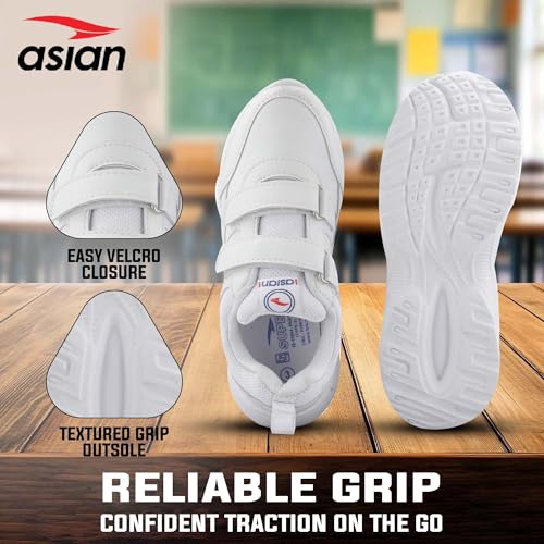 Image of ASIAN Expo-31 Hook n Loop School Shoes for Kids | Comfortable School Shoes for Boys & Girls with Easy Hook n Loop Closure, Soft Cushioning, Durable Upper & Steady Grip Sole