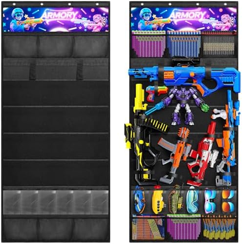Over the Door Organizer for Toy Guns,Toy Gun Storage and gun acce...