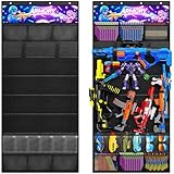 Merjrod Over the Door Organizer for Toy Guns,Toy Gun Storage and gun accessories, Toys Storage Door Hanger with Pockets and Slots for Kids Rooms, Game Rooms (Black)