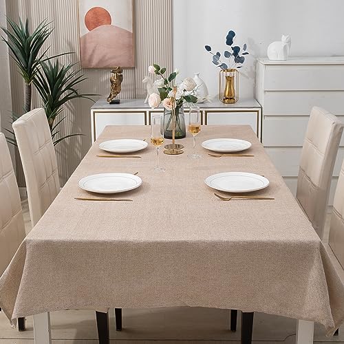 Image of HOKIPO Poly Jute Dining Rectangular Table Cloth 4 Seater 40X60 Inches Table Cover, Beige (IN361-BGE)