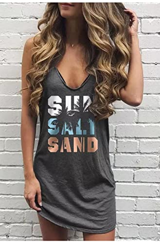 Image of CHUNTIANRAN Mini Dress for Women Swimsuit Coverup Beach Hawaiian Tank Dress | Country Concert Outifts for Women Summer Dress Vacation Outfits