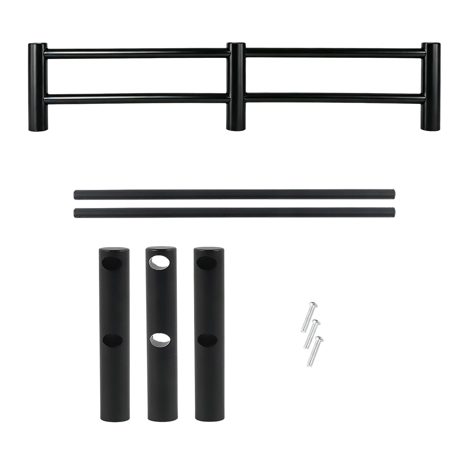 Minimalist Stainless Steel Shelf Railing, Decorative Cabinet Edge Guard Fence for Modern Furniture, Round Tipping Barrier Rod(Black,23in/58cm)