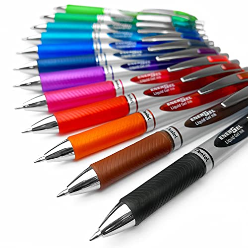 Pentel EnerGel XM BL77 Lot de 12 stylos à encre gel liquide rétractables, 0,7 mm, 54 % recyclé