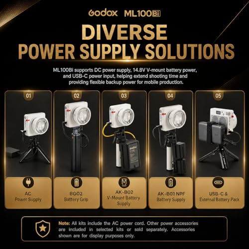 Luz de Vídeo Godox ML100Bi con 33200 Lux de Potencia Regulable y Alta Fidelidad de Color CRI 97 7