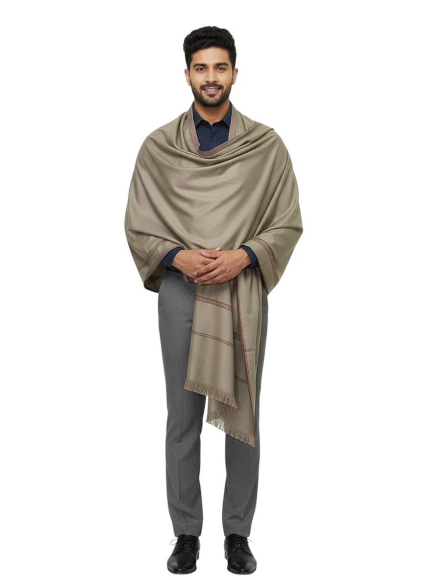 KAVIM Grey Pashmina Self Design Men's Shawl KA-SWL-07-picture-12