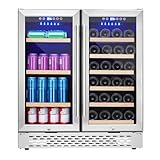 Vossfamul Wine and Beverage Refrigerator Cooler, Dual Zone Wine Fridge, Lockable Digital Temp Control Wine Cabinet, Built-In or Freestanding Wine...