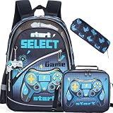 Meetbelify Mochilas escolares fofas para meninas e meninos para estudantes do ensino fundamental, 8 a 10 anos, conjunto de mochila estética, Jogo 03, 16.5' x 11.8' x 7.8'