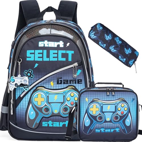 Meetbelify Mochilas escolares fofas para meninas e meninos para estudantes do ensino fundamental, 8 a 10 anos, conjunto de mochila estética, Jogo 03, 16.5' x 11.8' x 7.8'