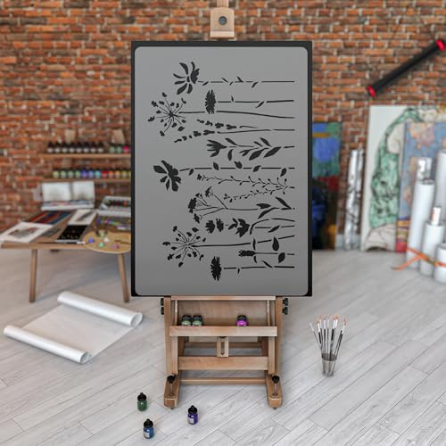 NAKLEO Floral Large Wall Painting Stencil 43x64 cm, Meadow Flowers Pattern, Reusable Plastic Template - Image 4