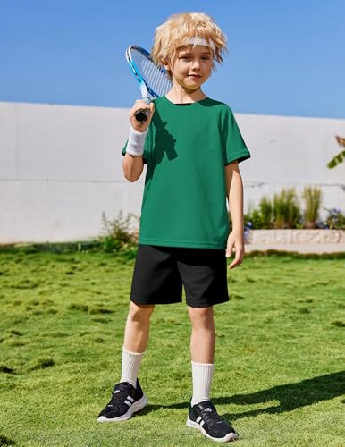 Image of Arshiner Boys Loose Athletic Set Crew Neck T-Shirt & Mesh Short 4-13 Years | Boys Loose Athletic Shorts Set Performance Crew Neck T-Shirt and Mesh Short Outfits Lightweight & Breathable