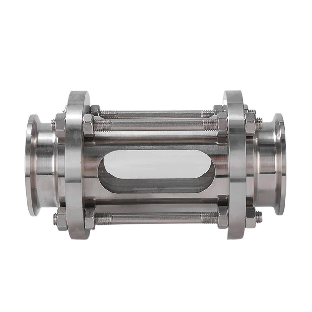 Sanitary Diopter Flow Sight Glass 304 Stainless Steel, 1.5"/2" Tri Clamp, Borosilicate Glass with Protective Cover(25mm)