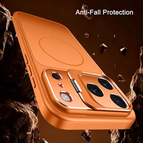 Coque magnétique iPhone 17 orange givrée et fine - 5