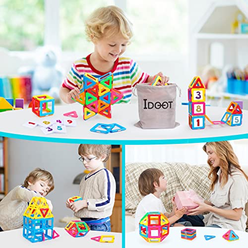 Idoot Magnetic Tiles Blocks Building Toys For Kids, Magnet Stem Toys For 3+ Year Old Boys And Girls Learning By Playing Set Christmas Birthday Gifts With Storage Bags #TOP2
