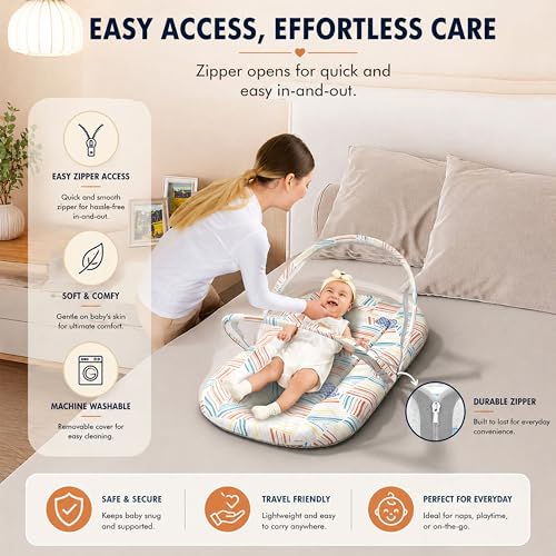 Image of StarAndDaisy 3 in 1 Baby Nest Mosquito net for Sleeping - Newborn, Mosquito net for Baby /Soft and Comfortable, Washable Cotton Design for 0-12 Months Baby (Check Print)