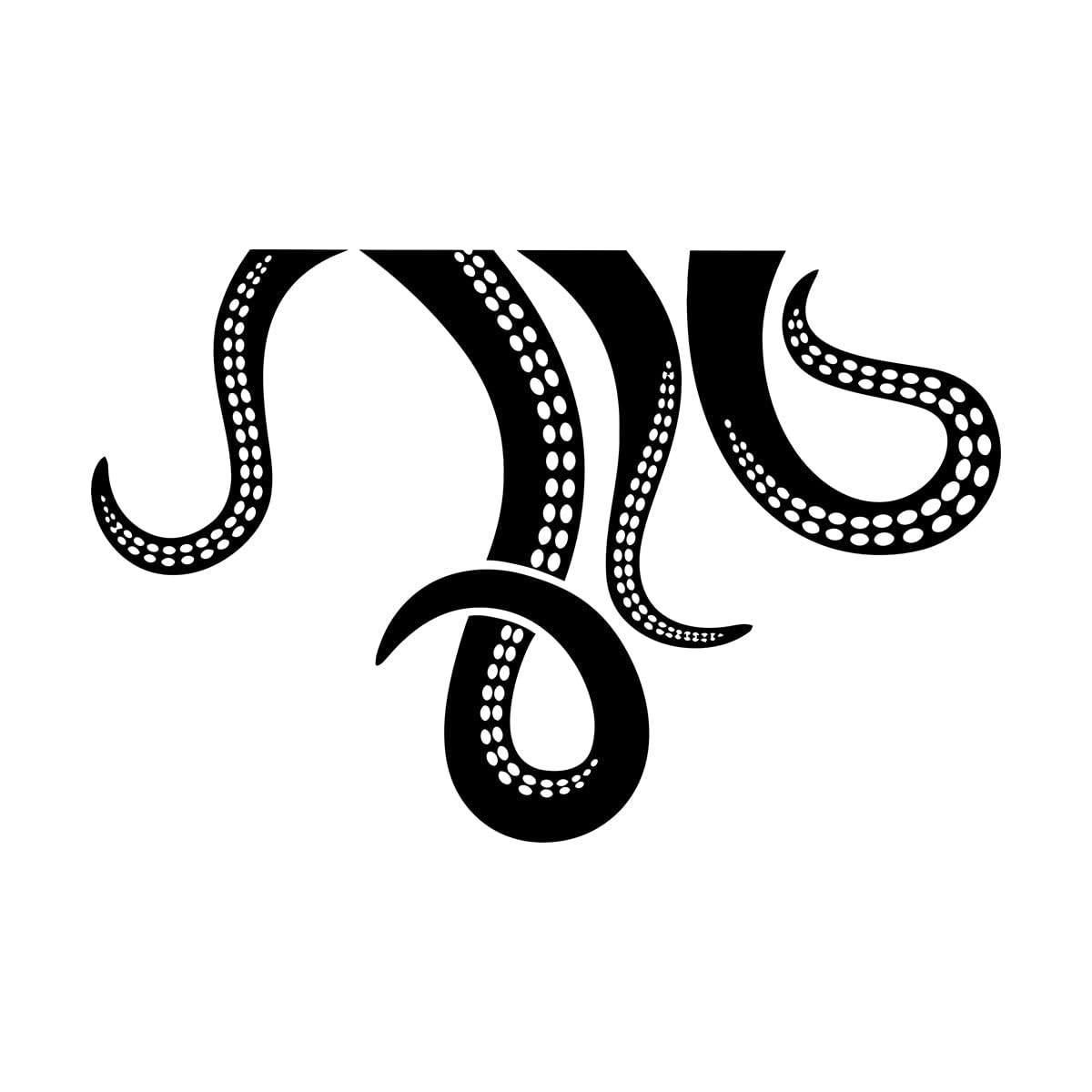 Engraving Stickers Octopus Tentacles Sea Ocean Animal Monster Nautical 32x49.5cm Personalized Customization Small Black