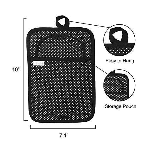 Cuchina Safe Heat Resistant Oven Mini Mitts with Pot Holder Pouch - 3 Piece Set (Black)