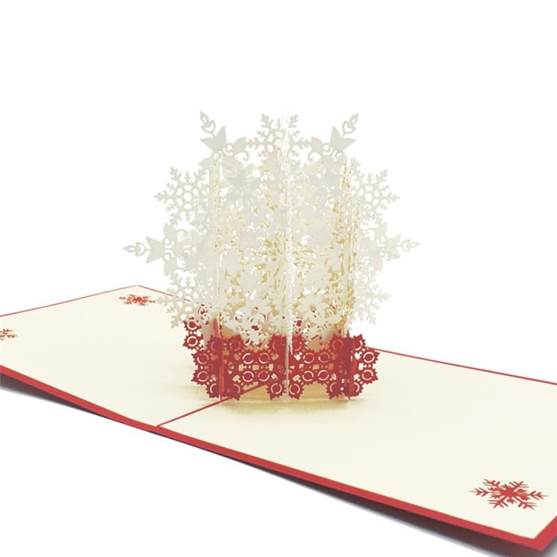 Glückwunschkarte 3D Schneeflocke Popupkarten Weihnachten Geschenke Frohe Weihnachten Neujahrsfeiertag Grußkarten Handmade (10 Packung)