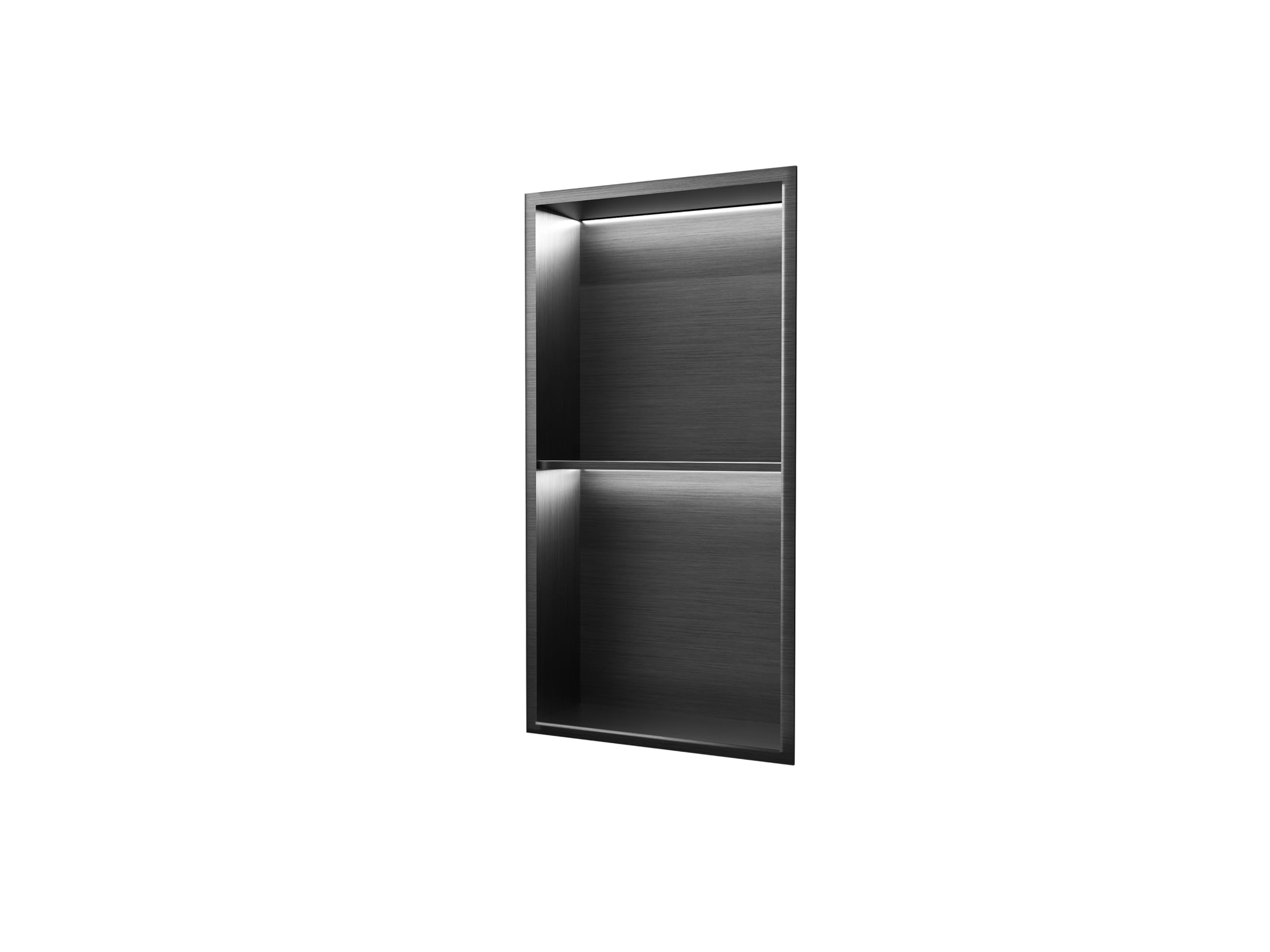 NOLUXA IMEX - Wbudowana nisza prysznicowa ze światłem LED 63 x 33 cm czarny | Prostokątny prysznic ze stali nierdzewnej S.304 | Kernat do łazienki wpuszczane na ścianę o głębokości 10 cm | Oceanic