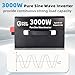 RONPOW 3000 Watt Pure Sine Wave Inverter, 12V DC to 110V AC Converter with Light, Handle and Display, Amorphous 3000 Watt Inverter with 4AC Outlets for RV, Truck, Home, Off-Grid Solar Power Inverter