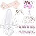 Makone 18 Pcs Evjf Accessoire, Bride to be Kit avec Team Badges Voile Insigne Mariée Écharpe Lunettes Bandeau Couronne Tatouage, pour Decoration Party Mariage Enterrement de Vie de Jeune Fille