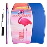 Wham-O Bodyboard 1er-Pack | Schwimmbrett für Strand & Schwimmbad | Leichtes Surfbrett Kinder | 94x46x10cm | Fiberclad-Beschichtung Phuzion-Kern | Inkl. Leash für sicheren Halt (Flamingo)