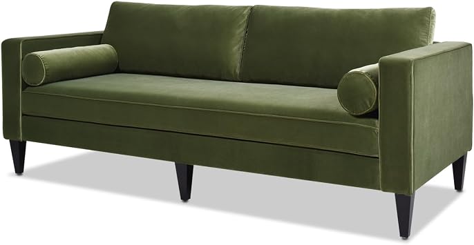 Jennifer Taylor Home Nicholi Lawson Velvet Loose Back Sofa - Olive Green, Modern & Contemporary, 84"