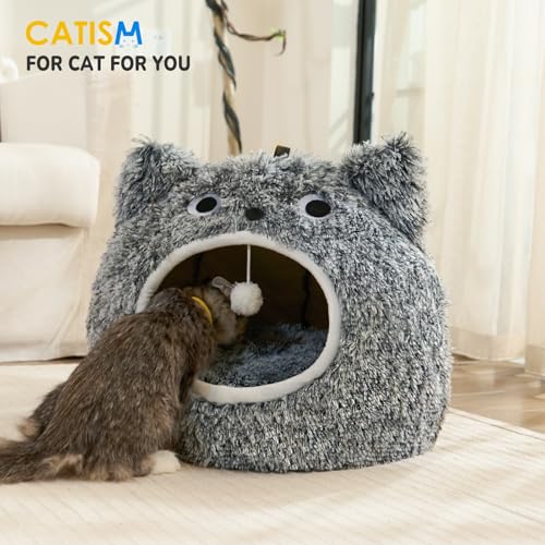 CATISM Cat Cave Bed - Washable Sleeping Place for Cats Plush Pet Cat Pillow House Cushion Fluffy Kitten Puppy Cuddly Bed Pet Bed - Image 5