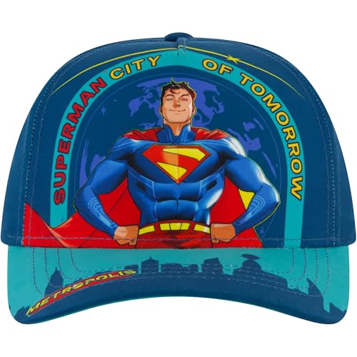 DC Comics Superman Baseball Cap Kids Adjustable Snapback Hat with Curved Brim for Boys Navy One Size