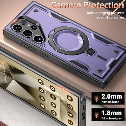 Image of for Samsung Galaxy S24 Ultra Case Magnetic with stand, with Mag-Safe, with Screen Protector, Wireless Charging, Shockproof for Samsung S24 Ultra 5G Phone Case, Ring Holder Cover, for Samsung S24 Ultra