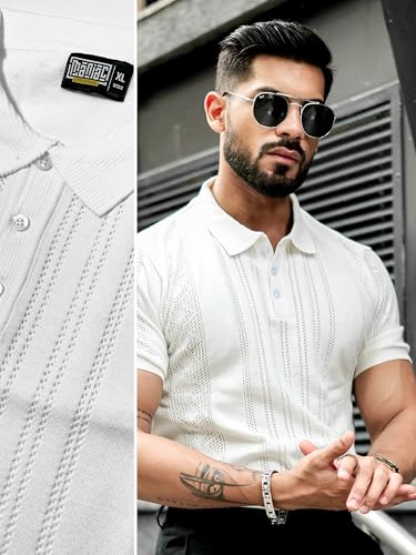 Image of Maniac || Mens || Solid Textured || Polo Neck || Half Sleeve || Cotton || Polo T-Shirt