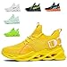 Chaussures de Course Running Sport Compétition Trail entraînement Homme Femme Basket Sneakers Outdoor Running Sports Fitness Gym Shoes G133 Yellow 42 EU