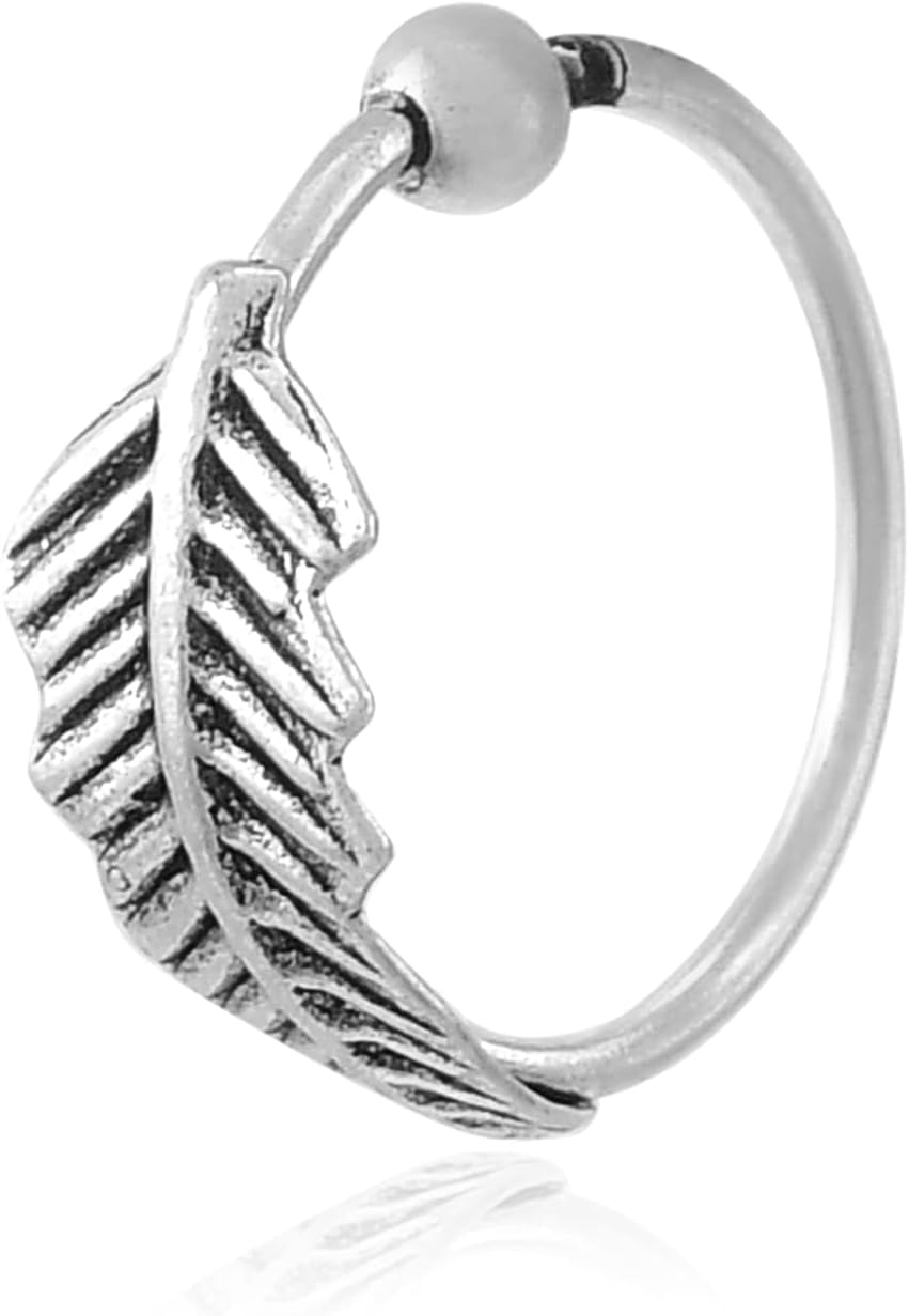 925 Sterling Silver Leaf Nose Ring & upper helix earring For Women (10mm- 1PC)