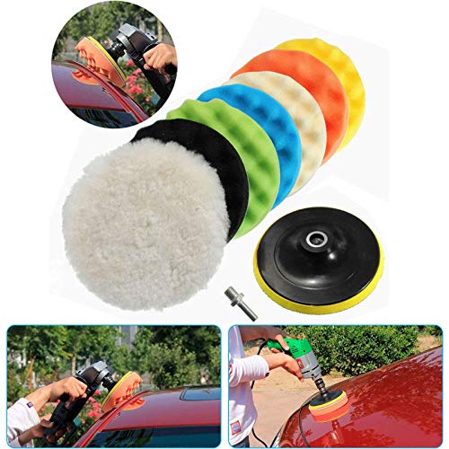 Image of DIY Crafts 12 Pcs 7 inchinch 180mm Buffing Sponge Car Polishing Pad Disc Wool Disc Polishing Wax Sanding Pad Cleaning Car Accessories Felt Pad Kits Drill Adapter (Pack 36 Pcs Kit, Multi)