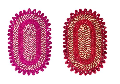 Image of Cotton Doormat for Entrance |Handmade Cotton Doormat | Quick Dry, Washable Door Mat for Home, Bathroom & Bedroom (Pack of 2) (Pink-Blue)