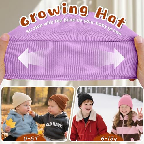 Image of ZOORON Toddler Beanie Boys Girls Beanies Kids Winter Hats Children Knit Cap | Soft Ski Hat, Cozy Core Yarn, Double Layer Warmth, Elastic Zero-Pressure Fit, Warm Kids Hats, School, Daycare, Gifts