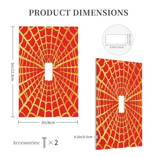 Decorative Switch Plate Covers Red Background with Golden Spiderweb Spider 1 Gang Light Switch Cover Plate Single Toggle Wall Plate Outlet Covers Wall Plate Faceplate for Home Decor