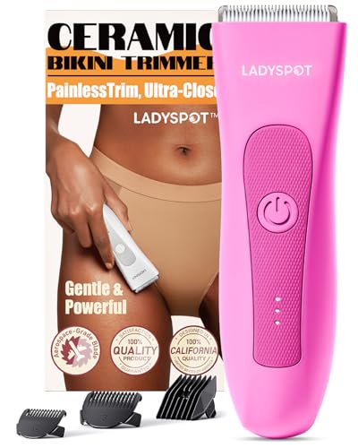 Image of Bikini Trimmer for Women, LADYSPOT Lady Shavers for Women Rechargeable Bikini Shaver for Pubic Hair with 3 Guards and Hypoallergenic Ceramic Blade, Wet /Dry Lady Razors for Body, Legs, Bikini (Rosy Red)