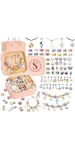 Charm Bracelet Making Kit for Girls 3-12, Kids Jewelry Making Kit 66Pcs Jewelry Kits for Girls Ag...
