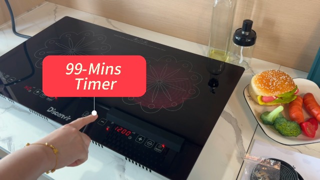 Image of 2 Burner Electric Cooktop - 24 Inch Electric Stove Built-in(23 inchx13 inch) and Countertop(24 inchx14 inch), Two Burner Ceramic Cook Top with Child Lock, Timer, Sensor Touch Control, 110V Plug in