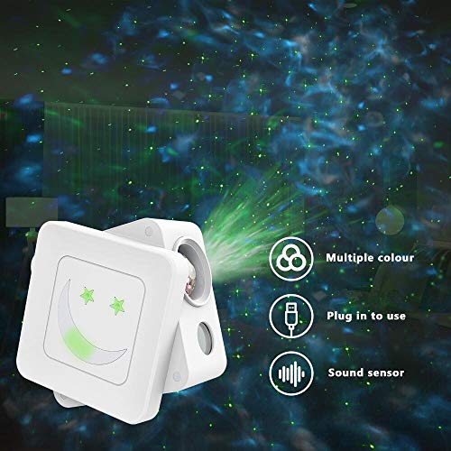 Amouhom Nachtlicht Projektor, LED Sternenhimmel Projektor Wasserwellen Projektorslampe mit Sound Aktiviert/Musikalischer Rhythmus/Einstellbarer Winkel für Schlafzimmer, Feiertage, Feste