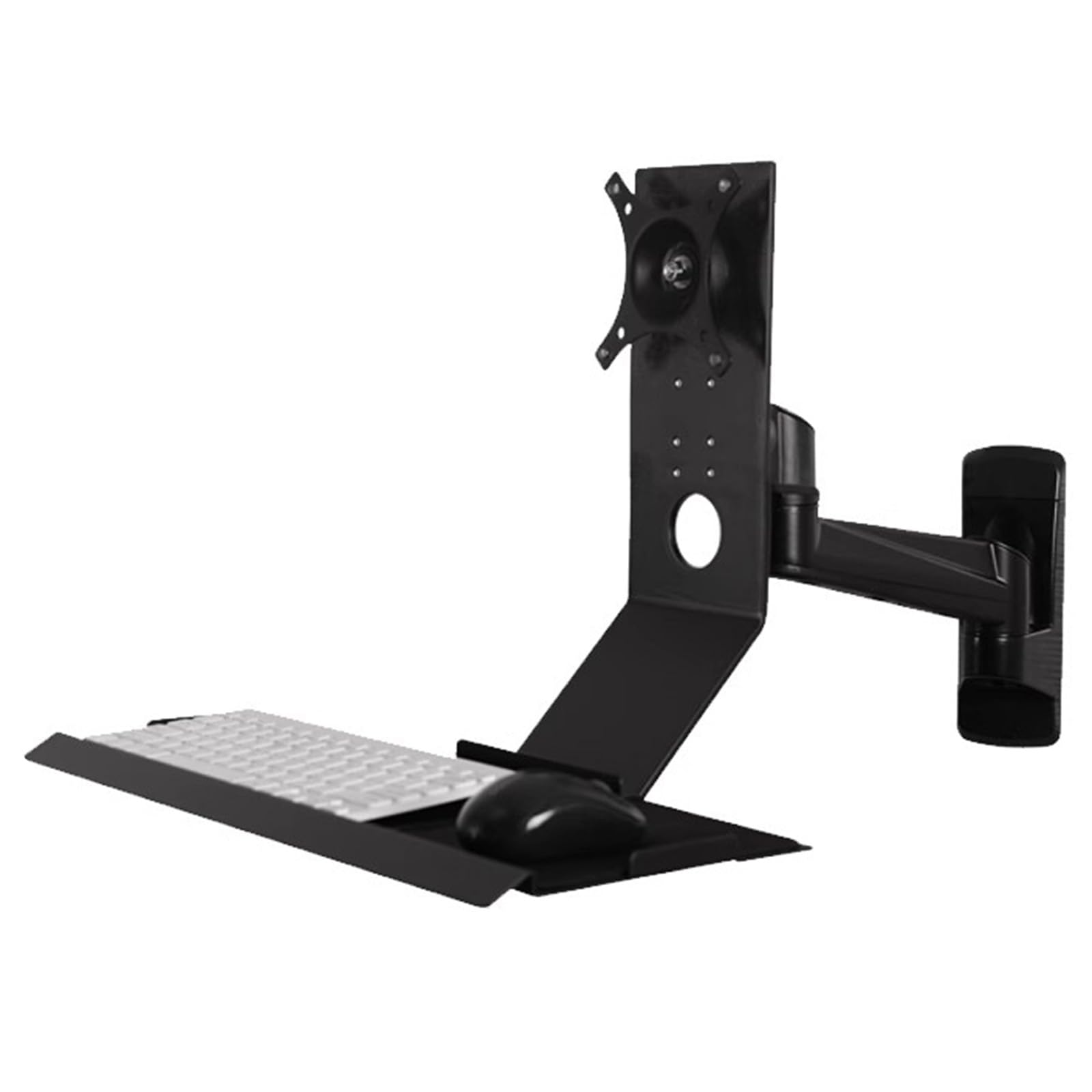 Vituord Black Monitor And Keyboard Wall Mount, Computer Wall Desk, Adjustable Angle, With Keyboard Tray 17.7/24.6 Inch, For Home Office, Workstation, Fits 15-27 Inch Monitor
