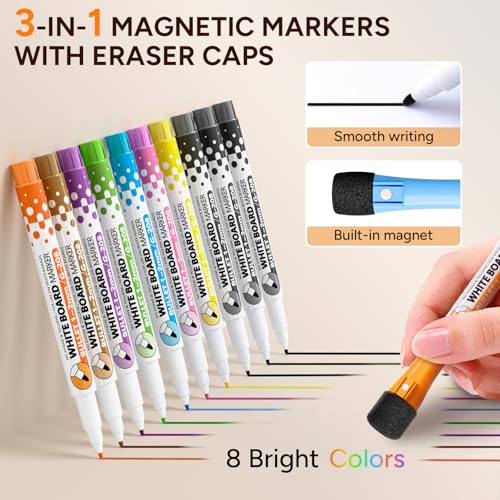 Marsrock Wöchentliche trocken abwischbare Tafel und Korktafel für Wand, 43,2 x 33 cm, wendbar, zum Aufhängen, trocken abwischbar, doppelseitiges Whiteboard mit Aluminiumrahmen für Planung, Büro, Küche