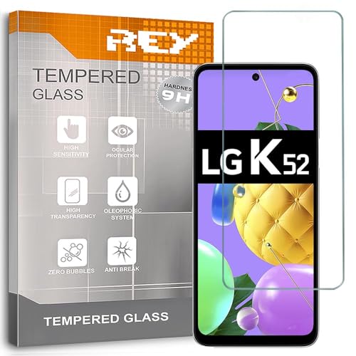 REY 2X Protector Pantalla para LG K52 - LG K62, Cristal Vidrio Templado Premium
