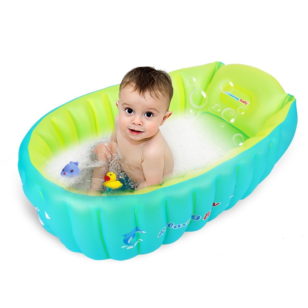| Inflatable Baby Bathtub,Newborn Bathtub Seat for Infant,Non-Slip Baby Pool for Sitting up,Foldable Toddler Tub Shower,Portable Travel Bath for Kids 0-6 Year