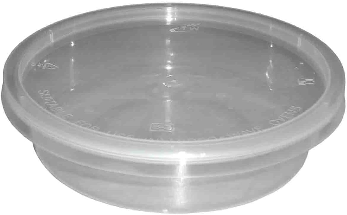 250 x ROUND 8oz PLASTIC CLEAR MICROWAVE/OVEN SAFE STORAGE