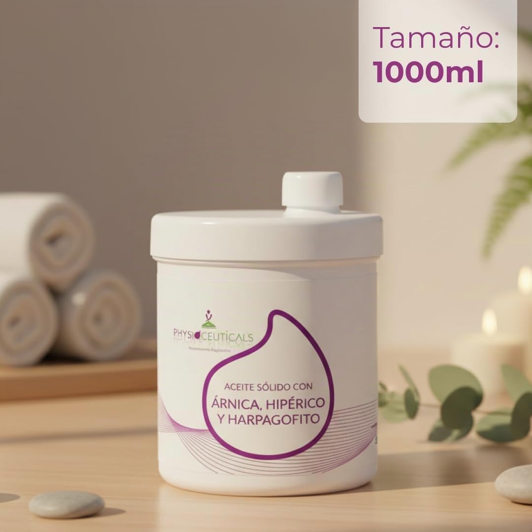 PHYSIOCEUTICALS - Aceite Sólido Masaje con Árnica, Hipérico y Harpagofito 1000ml - Fisioterapia Profesional y Quiromasaje