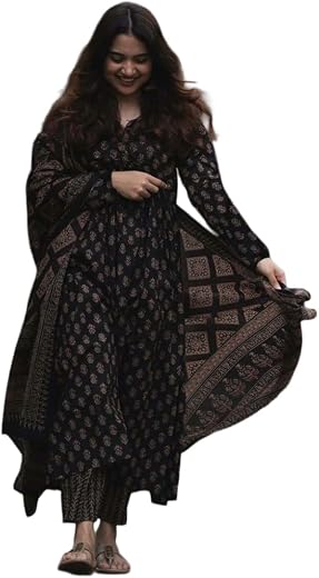 ANNI Designer Women's Rayon Viscose Anarkali Kurta Set with Pant and Dupatta | Stylish Long Kurti Dress for Festive, Part...